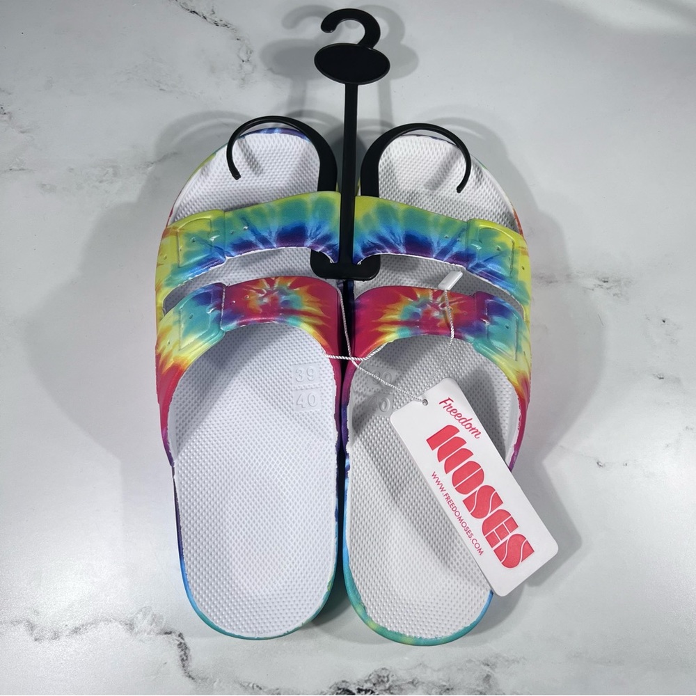 Freedom Moses Two Band Slide Hendrix Tie Dye Print Slide Sandals